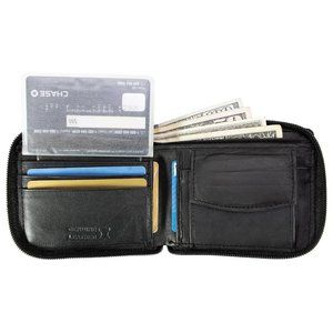 Men Lambskin Leather Bifold Wallet, Black